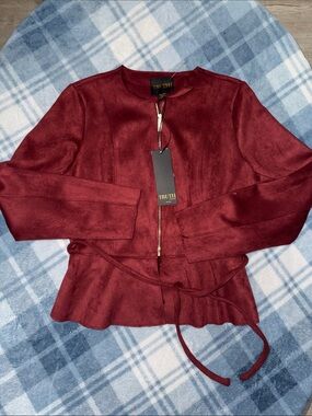 TRUTH Burgundy Peplum Zip Jacket